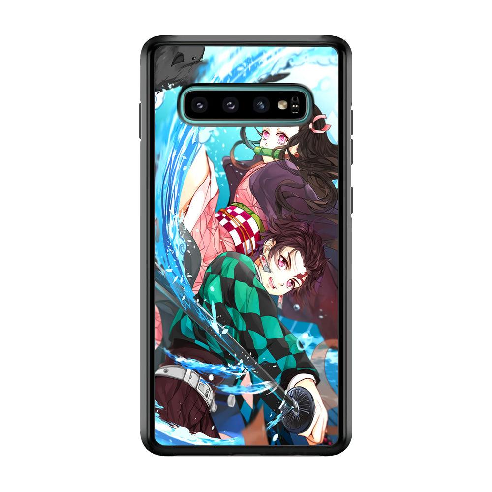 Demon Slayer The Siblings Samsung Galaxy S10 Plus Case-Rubber Black (2D Case)-Oxvistore