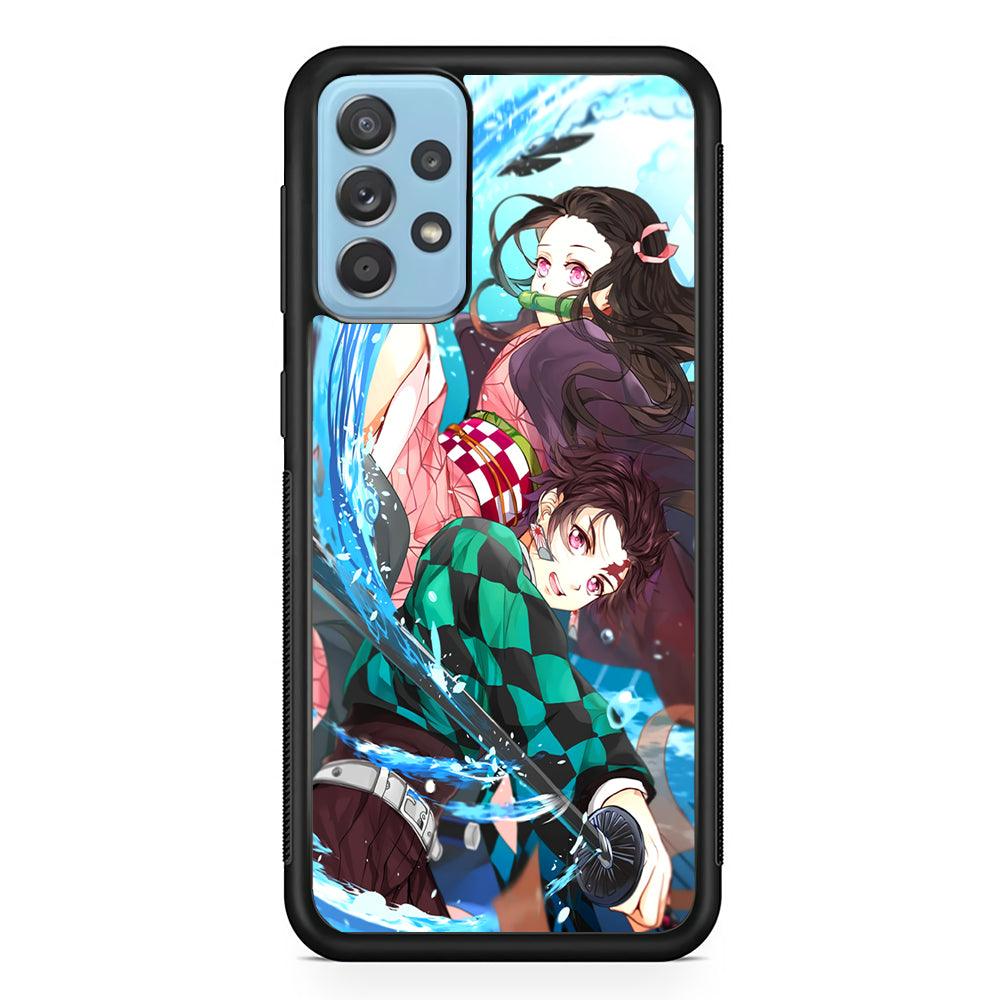 Demon Slayer The Siblings Samsung Galaxy A72 Case-Rubber Black (2D Case)-Oxvistore