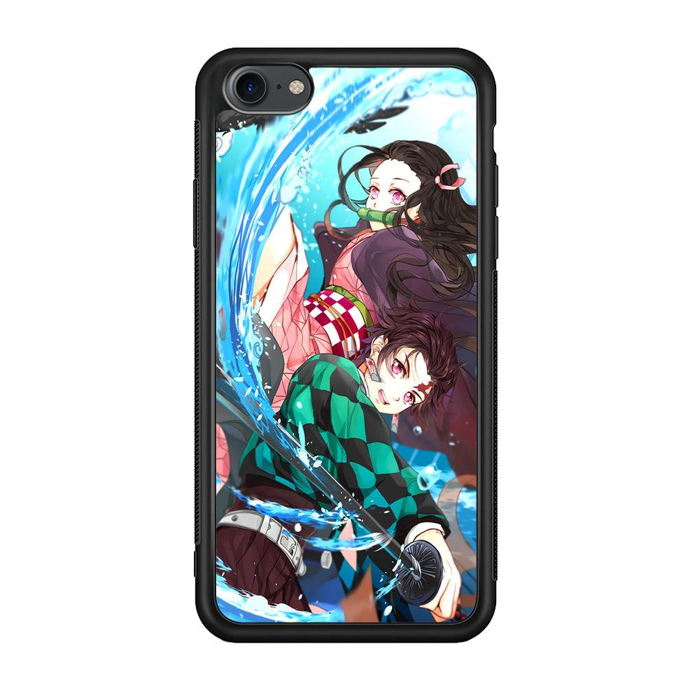 Demon Slayer The Siblings iPhone 8 Case-Rubber Black (2D Case)-Oxvistore