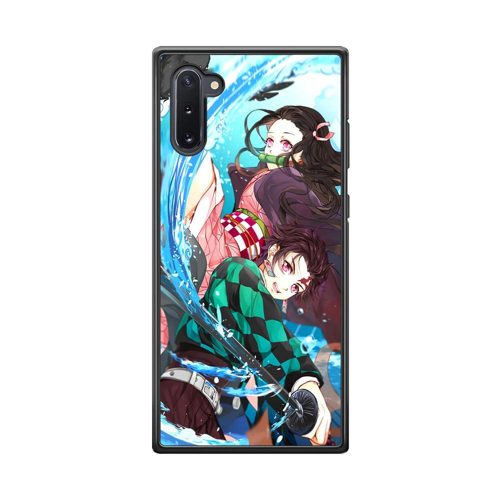 Demon Slayer The Siblings Samsung Galaxy Note 10 Case-Rubber Black (2D Case)-Oxvistore