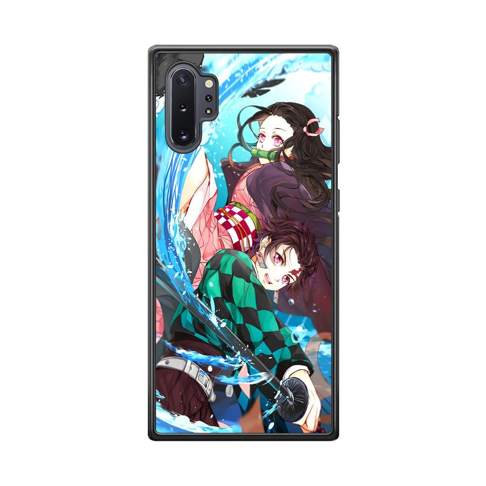 Demon Slayer The Siblings Samsung Galaxy Note 10 Plus Case-Rubber Black (2D Case)-Oxvistore