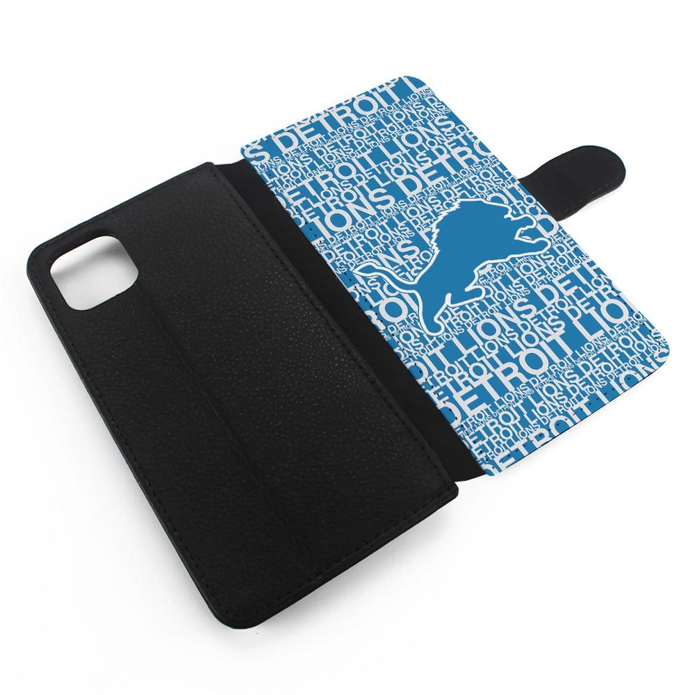 Detroit Lions Pattern Flip Wallet Phone Case-Oxvistore