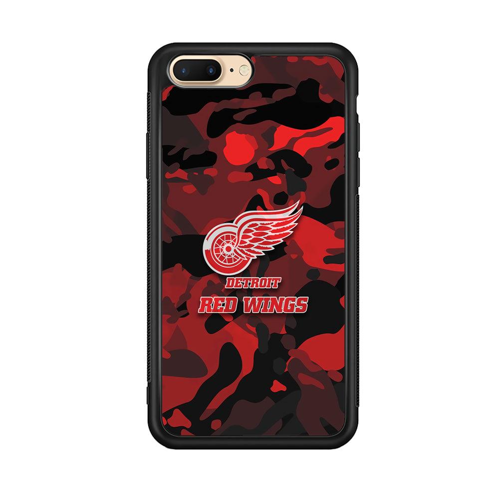 Detroit Red Wings Brave in Hand iPhone 8 Plus Case-Rubber Black (2D Case)-Oxvistore