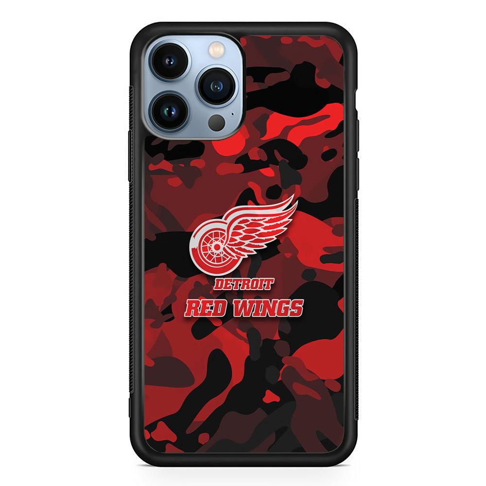 Detroit Red Wings Brave in Hand iPhone 14 Pro Max Case-Rubber Black (2D Case)-Oxvistore