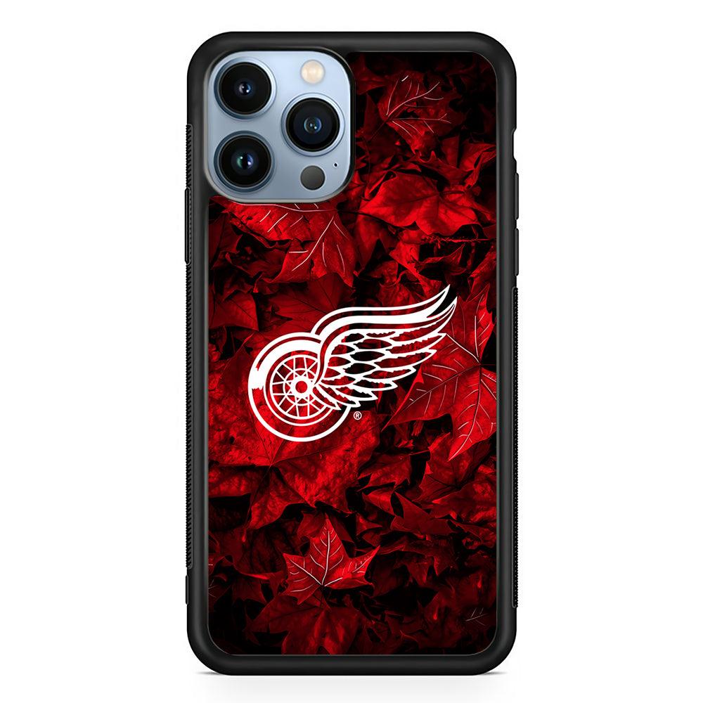 Detroit Red Wings Maple Leaves 2D Rubber Phone Case-Black-Oxvistore