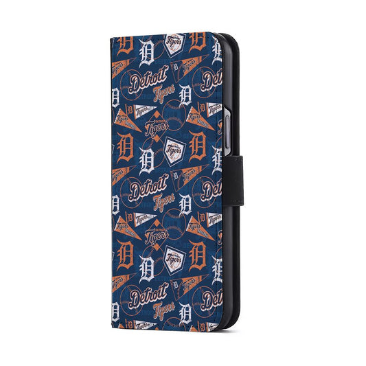 Detroit Tigers Pattern Flip Wallet Phone Case-Oxvistore