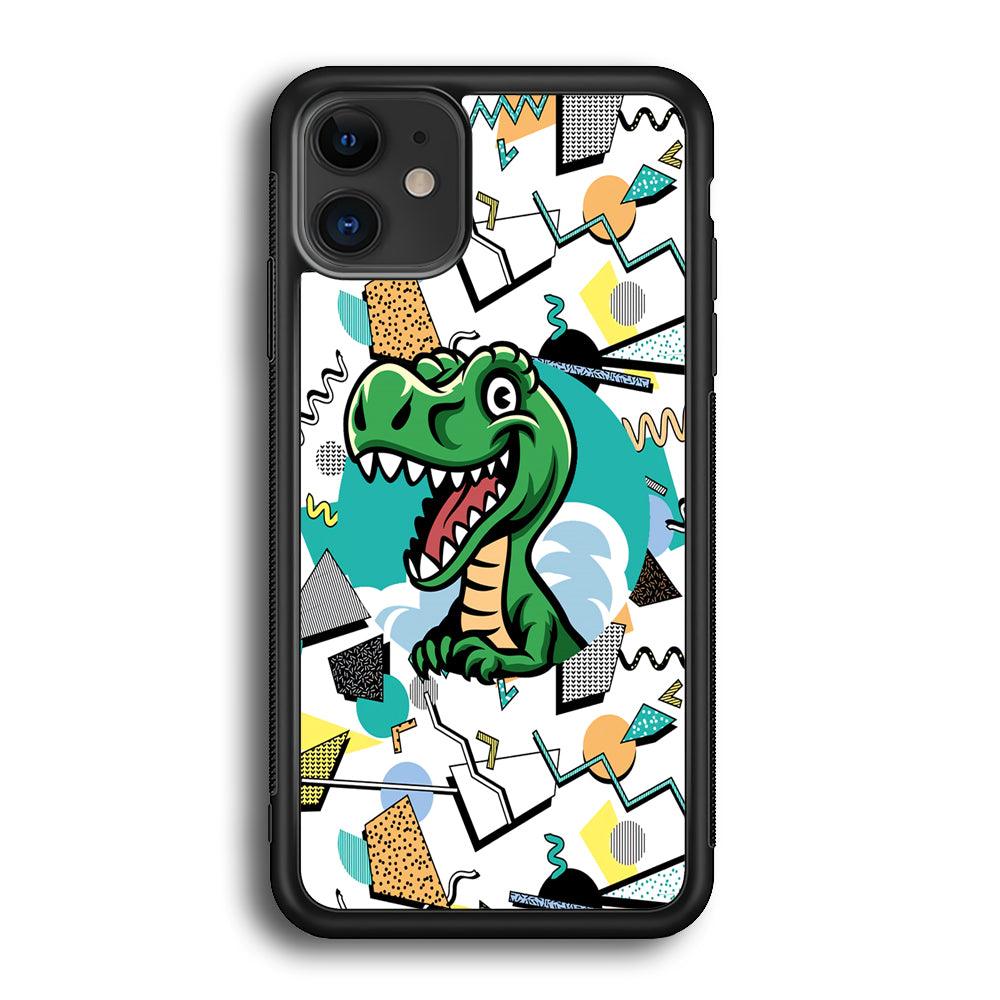 Dinosaur Collage Form of Plesure iPhone 11 Case-Rubber Black (2D Case)-Oxvistore