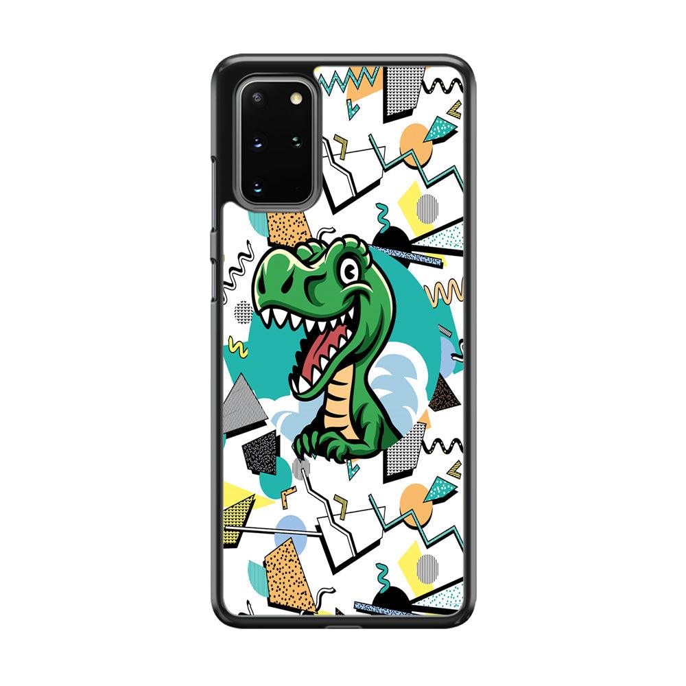 Dinosaur Collage Form of Plesure Samsung Galaxy S20 Plus Case-Rubber White (2D Case)-Oxvistore