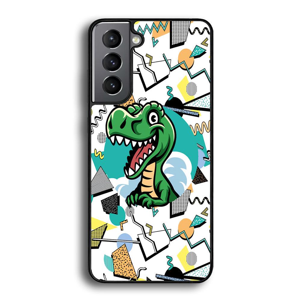 Dinosaur Collage Form of Plesure Samsung Galaxy S23 Plus Case-Rubber White (2D Case)-Oxvistore