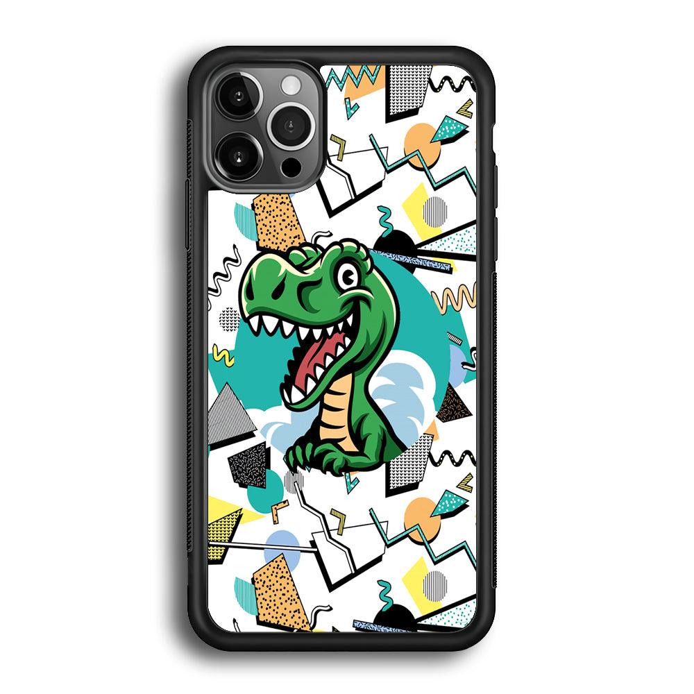 Dinosaur Collage Form of Plesure iPhone 12 Pro Case-Rubber White (2D Case)-Oxvistore