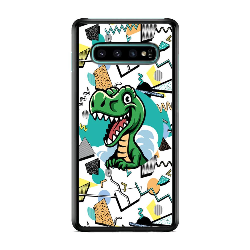 Dinosaur Collage Form of Plesure Samsung Galaxy S10 Case-Rubber Black (2D Case)-Oxvistore