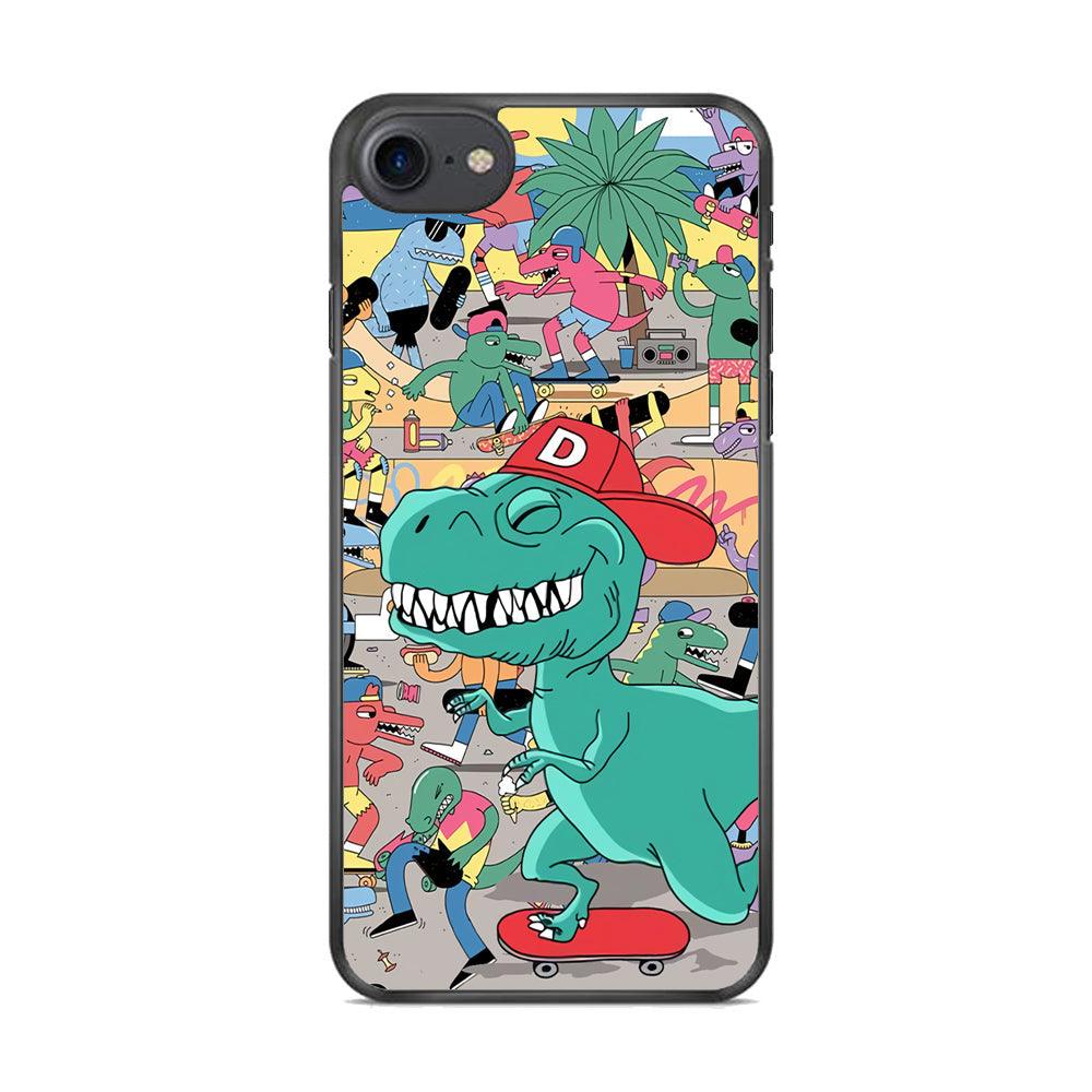 Dinosaur Park of Skating iPhone 8 Case-Rubber Black (2D Case)-Oxvistore
