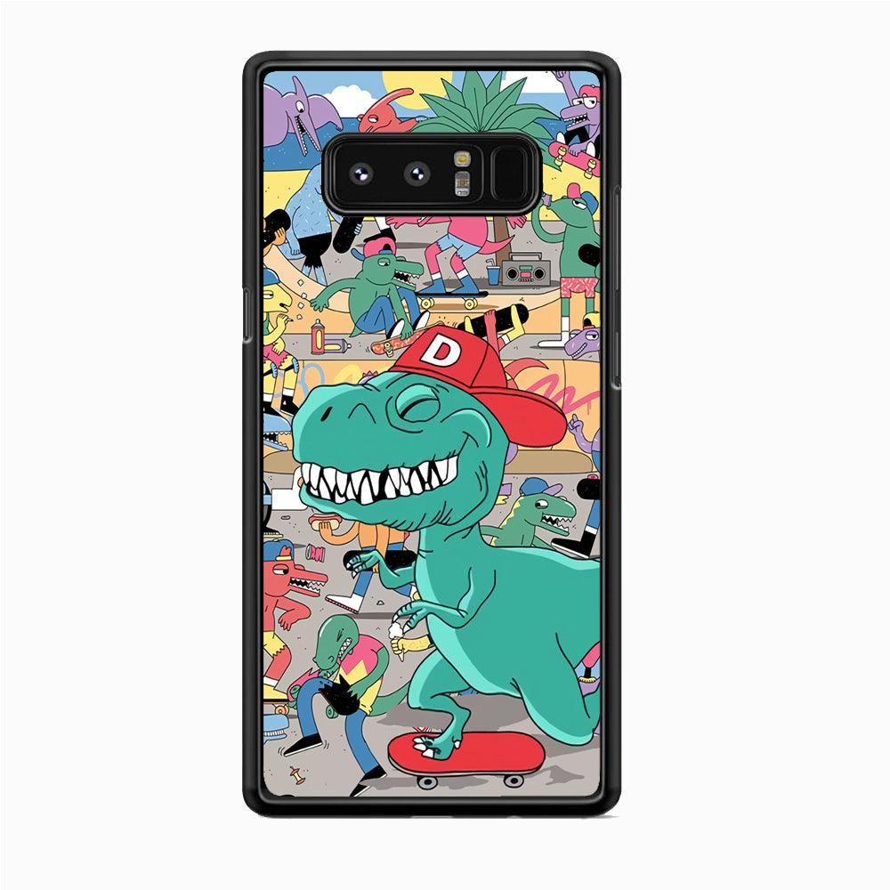Dinosaur Park of Skating Samsung Galaxy Note 8 Case-Rubber White (2D Case)-Oxvistore