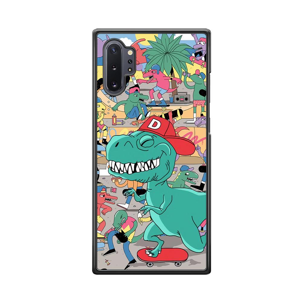 Dinosaur Park of Skating Samsung Galaxy Note 10 Plus Case-Rubber Black (2D Case)-Oxvistore