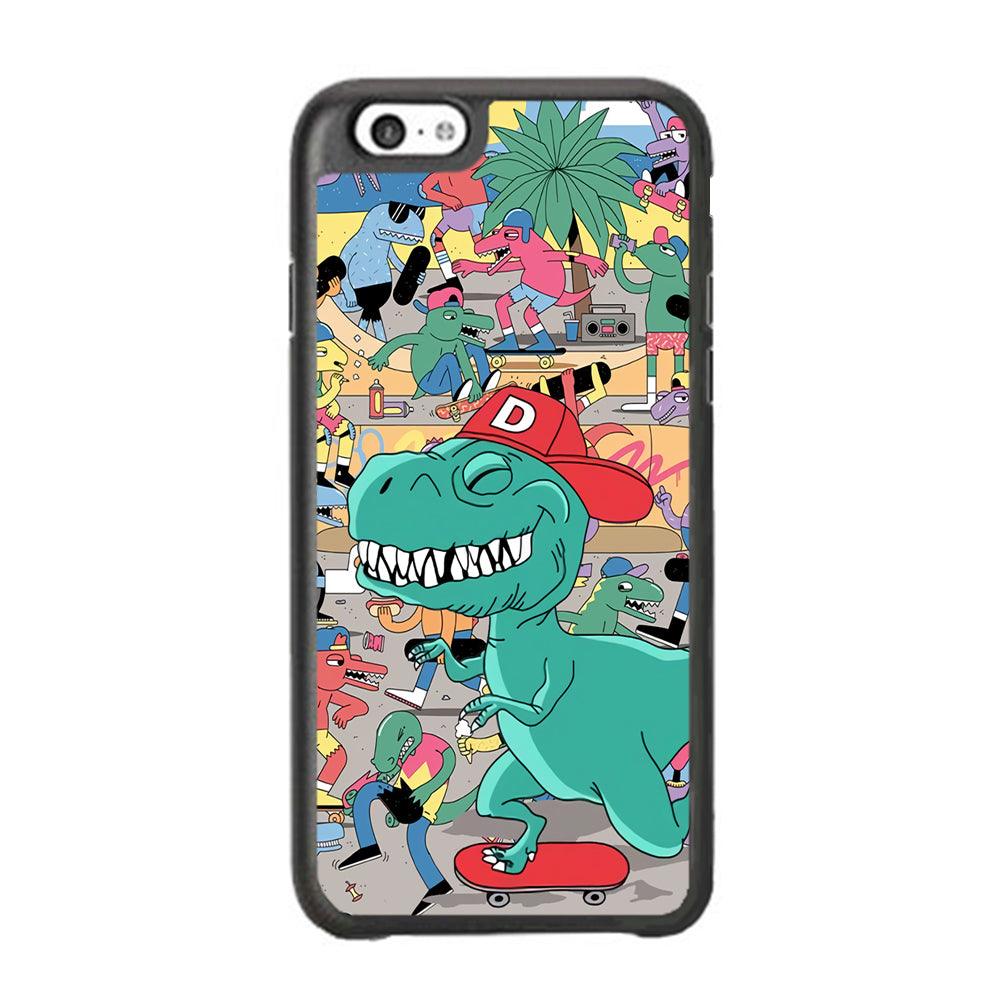 Dinosaur Park of Skating iPhone 6 Plus | 6s Plus Case-Rubber White (2D Case)-Oxvistore