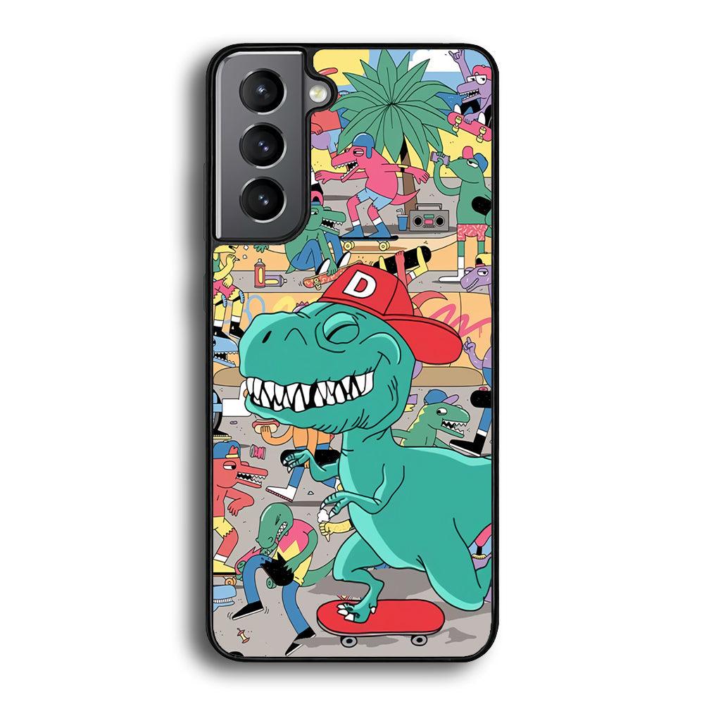 Dinosaur Park of Skating Samsung Galaxy S21 Case-Rubber Black (2D Case)-Oxvistore