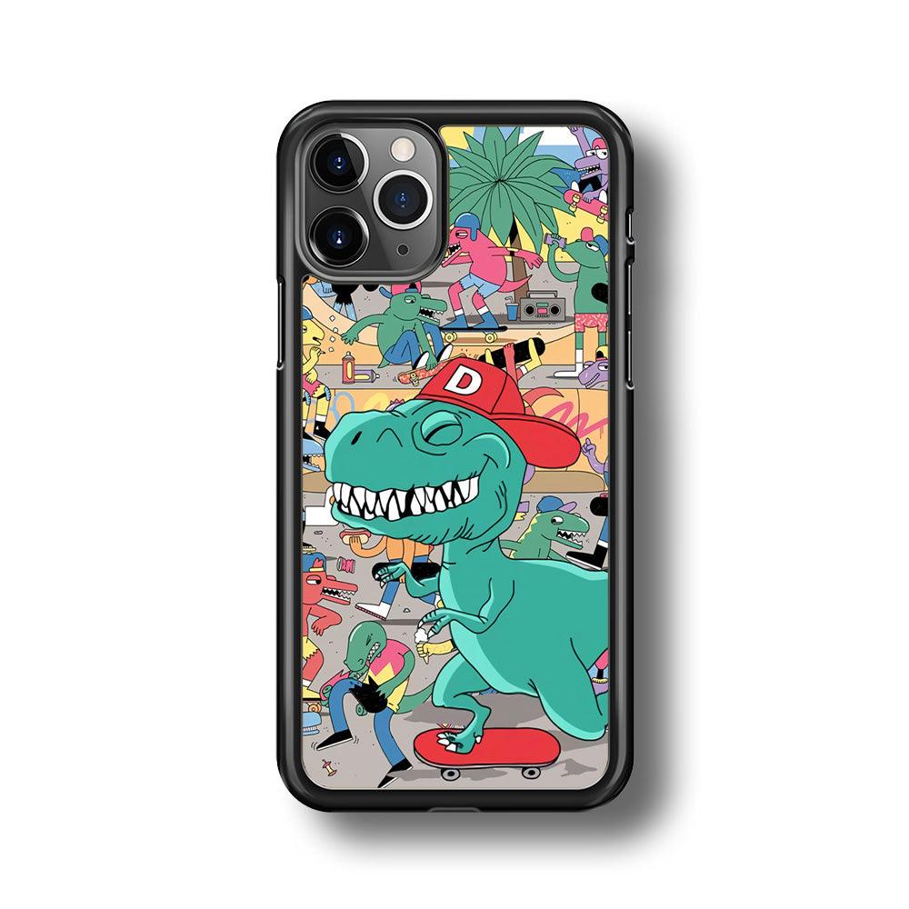Dinosaur Park of Skating iPhone 11 Pro Max Case-Rubber Black (2D Case)-Oxvistore