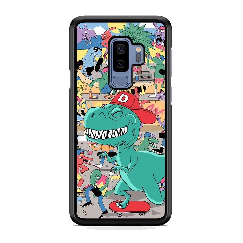 Dinosaur Park of Skating Samsung Galaxy S9 Plus Case-Rubber Black (2D Case)-Oxvistore