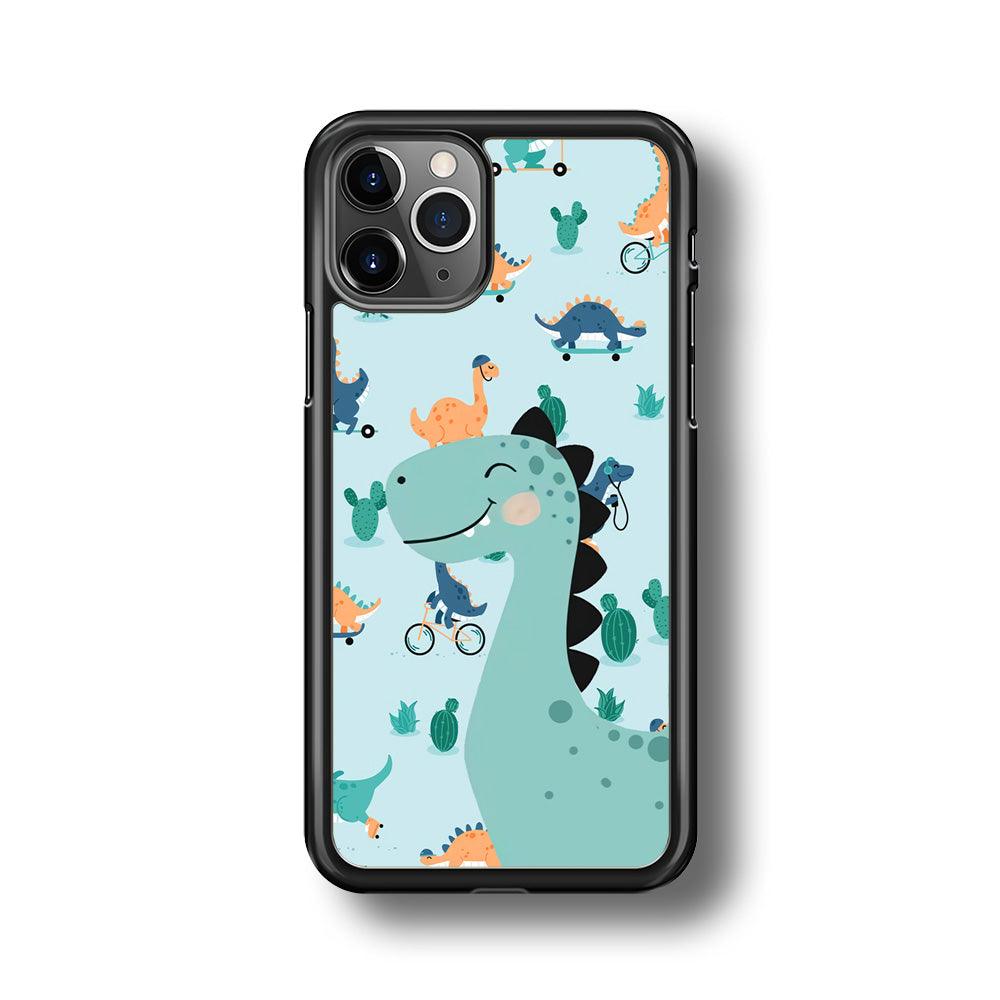 Dinosaur Sport and Smile iPhone 11 Pro Max Case-Rubber Black (2D Case)-Oxvistore