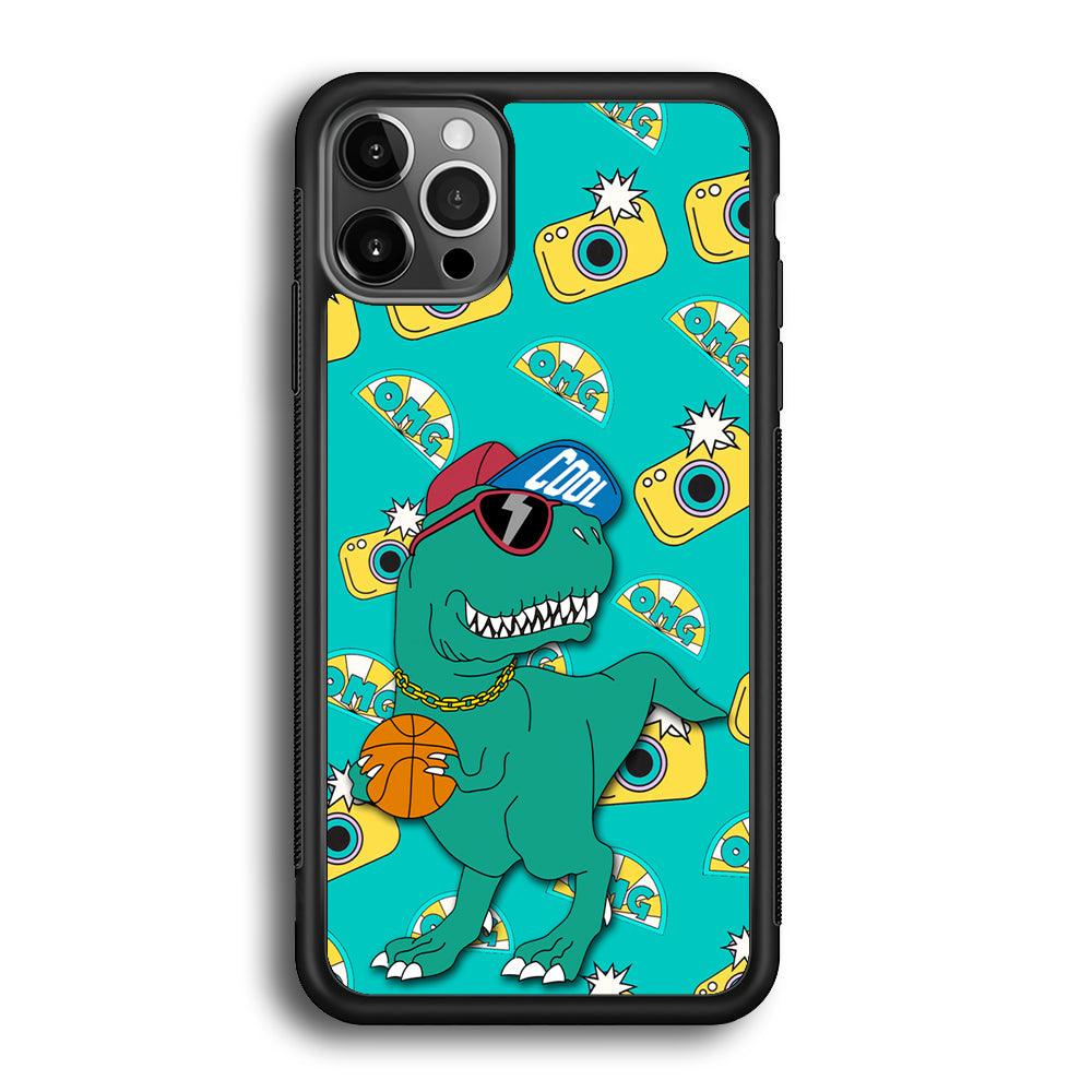 Dinosaur Star Player iPhone 12 Pro Case-Rubber Black (2D Case)-Oxvistore