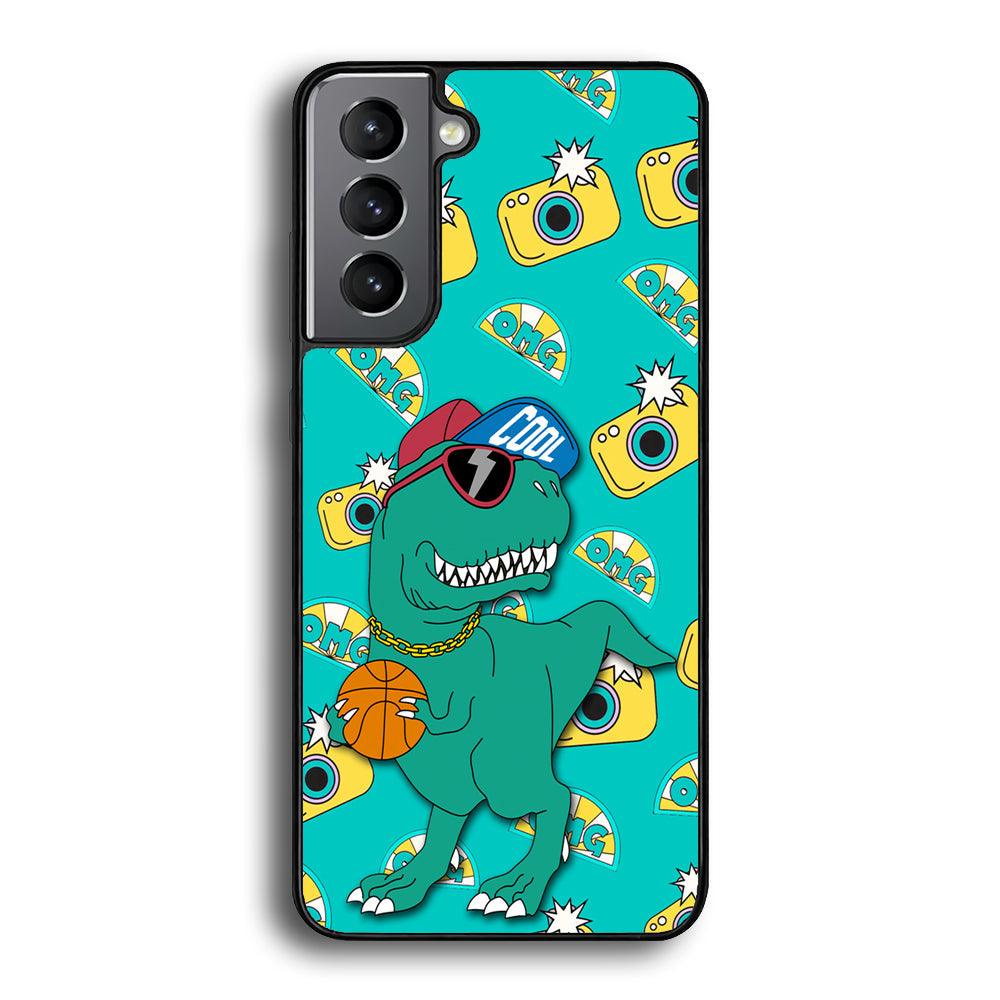 Dinosaur Star Player Samsung Galaxy S21 Plus Case-Rubber Black (2D Case)-Oxvistore