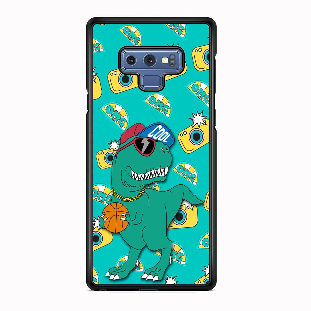 Dinosaur Star Player Samsung Galaxy Note 9 Case-Rubber White (2D Case)-Oxvistore
