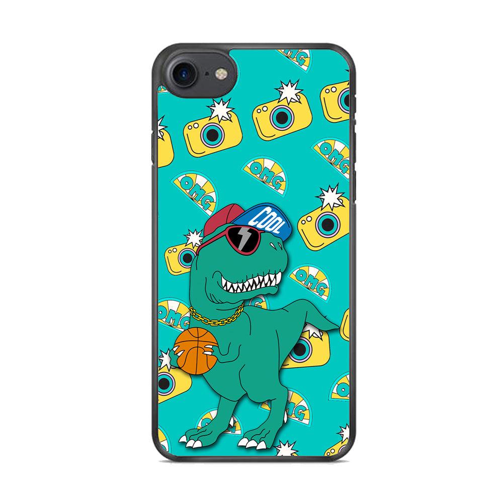 Dinosaur Star Player iPhone 8 Case-Rubber Black (2D Case)-Oxvistore