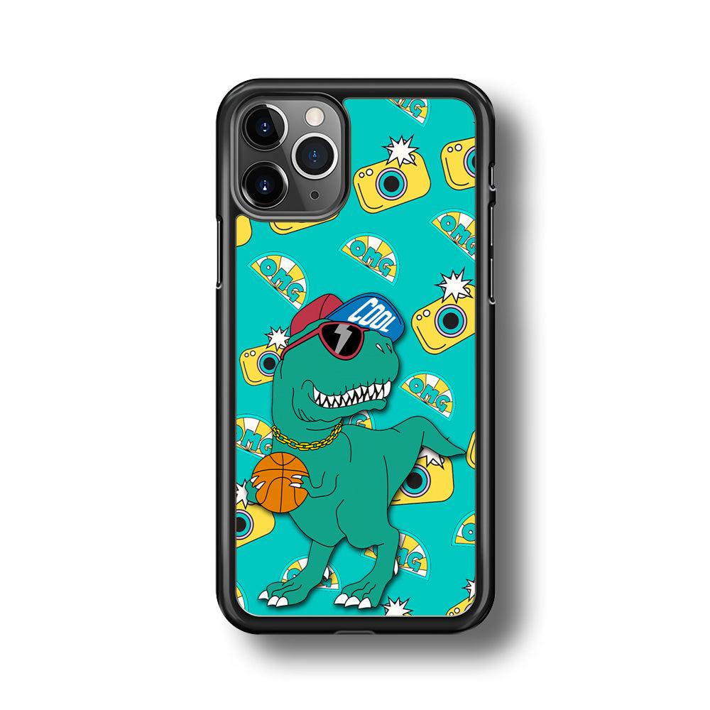 Dinosaur Star Player iPhone 11 Pro Max Case-Rubber Black (2D Case)-Oxvistore