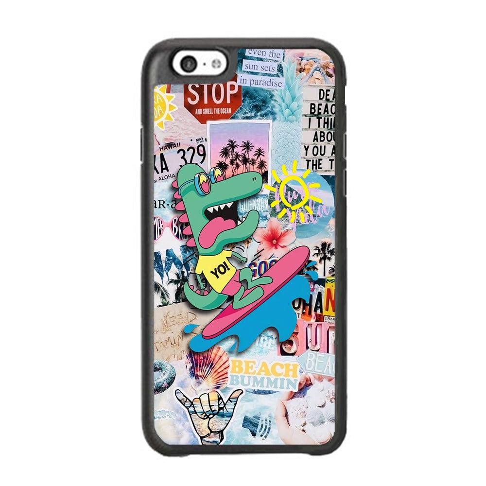 Dinosaur Surfing Time iPhone 6 Plus | 6s Plus Case-Rubber Black (2D Case)-Oxvistore