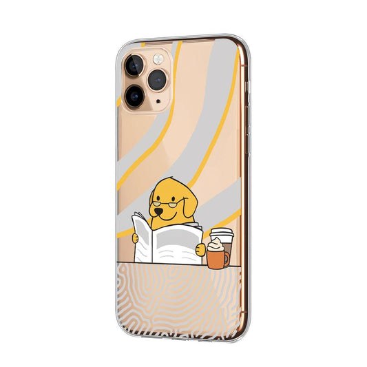 Dog Newspapers and Coffee at Morning Clear Soft Case-Oxvistore