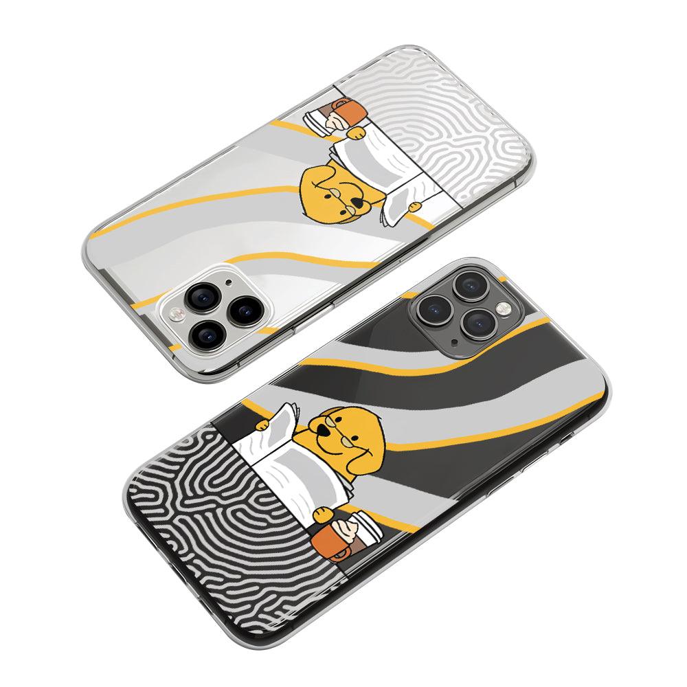 Dog Newspapers and Coffee at Morning Clear Soft Case-Oxvistore