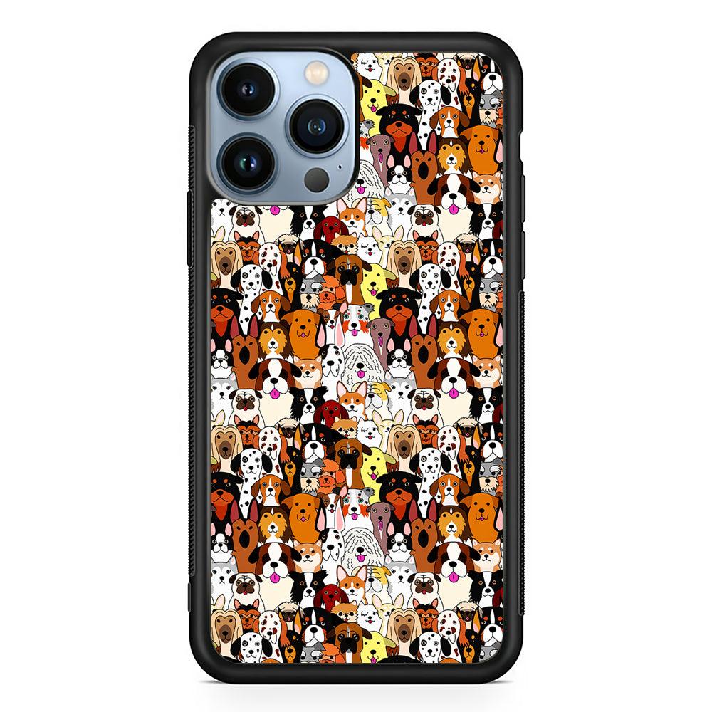 Doodle Dogs Colorful Pattern 2D Rubber Phone Case-Black-Oxvistore