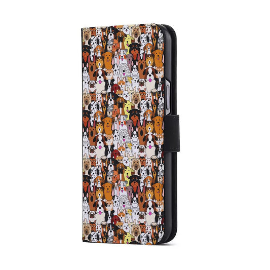 Doodle Dogs Colorful Pattern Flip Wallet Phone Case-Oxvistore