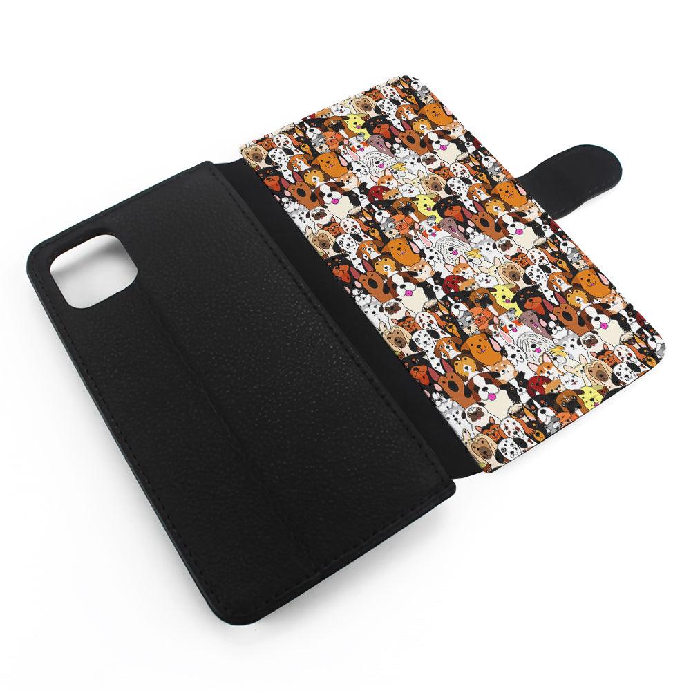 Doodle Dogs Colorful Pattern Flip Wallet Phone Case-Oxvistore