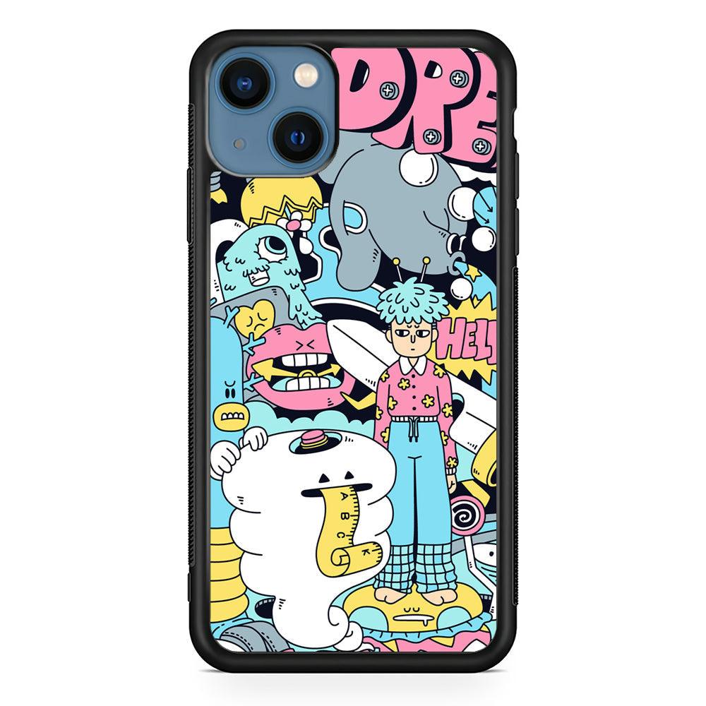Doodle Dreams iPhone 14 Case-Rubber Black (2D Case)-Oxvistore