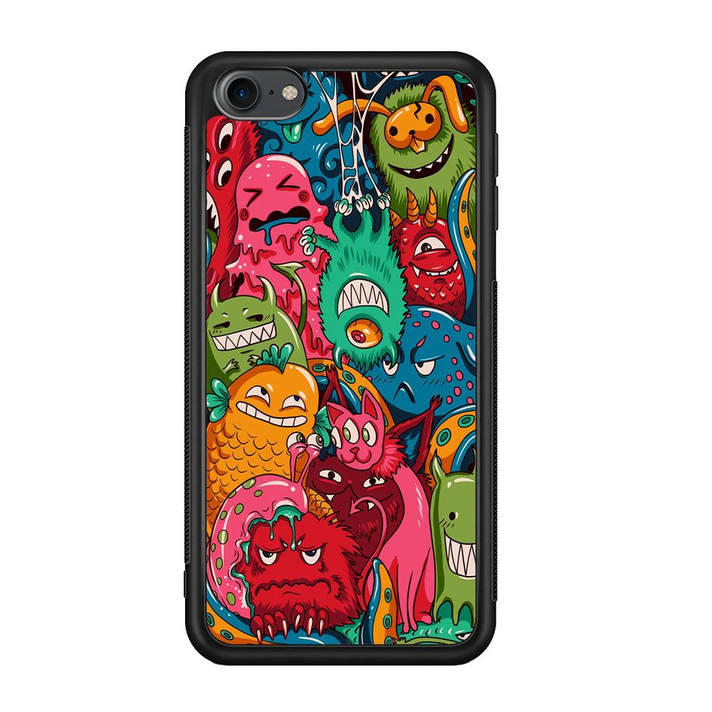 Doodle Monsters Get Together and Laugh iPod Touch 6 Case-Rubber Black (2D Case)-Oxvistore