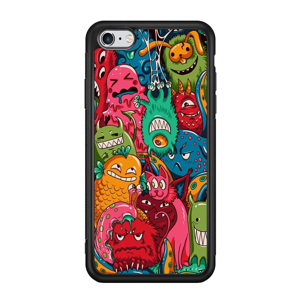 Doodle Monsters Get Together and Laugh iPhone 6 Plus | 6s Plus Case-Rubber Black (2D Case)-Oxvistore
