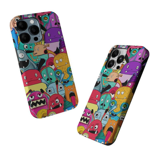 Doodle Monsters Graffiti Art 2 in 1 Tough Phone Case-Oxvistore