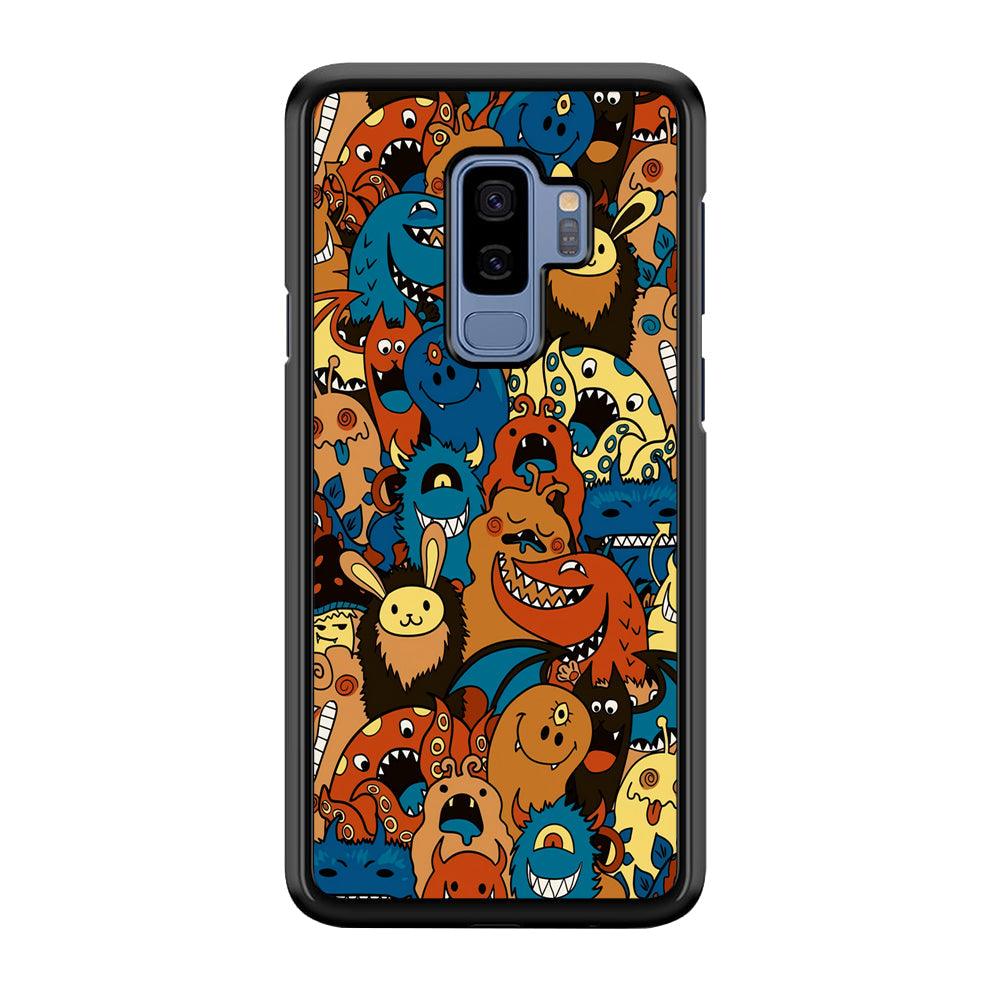 Doodle Monsters Take a Rest With Smile Samsung Galaxy S9 Plus Case-Rubber Black (2D Case)-Oxvistore