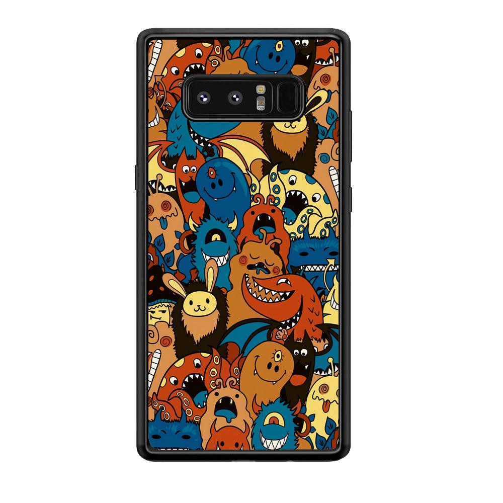 Doodle Monsters Take a Rest With Smile Samsung Galaxy Note 8 Case-Rubber Black (2D Case)-Oxvistore