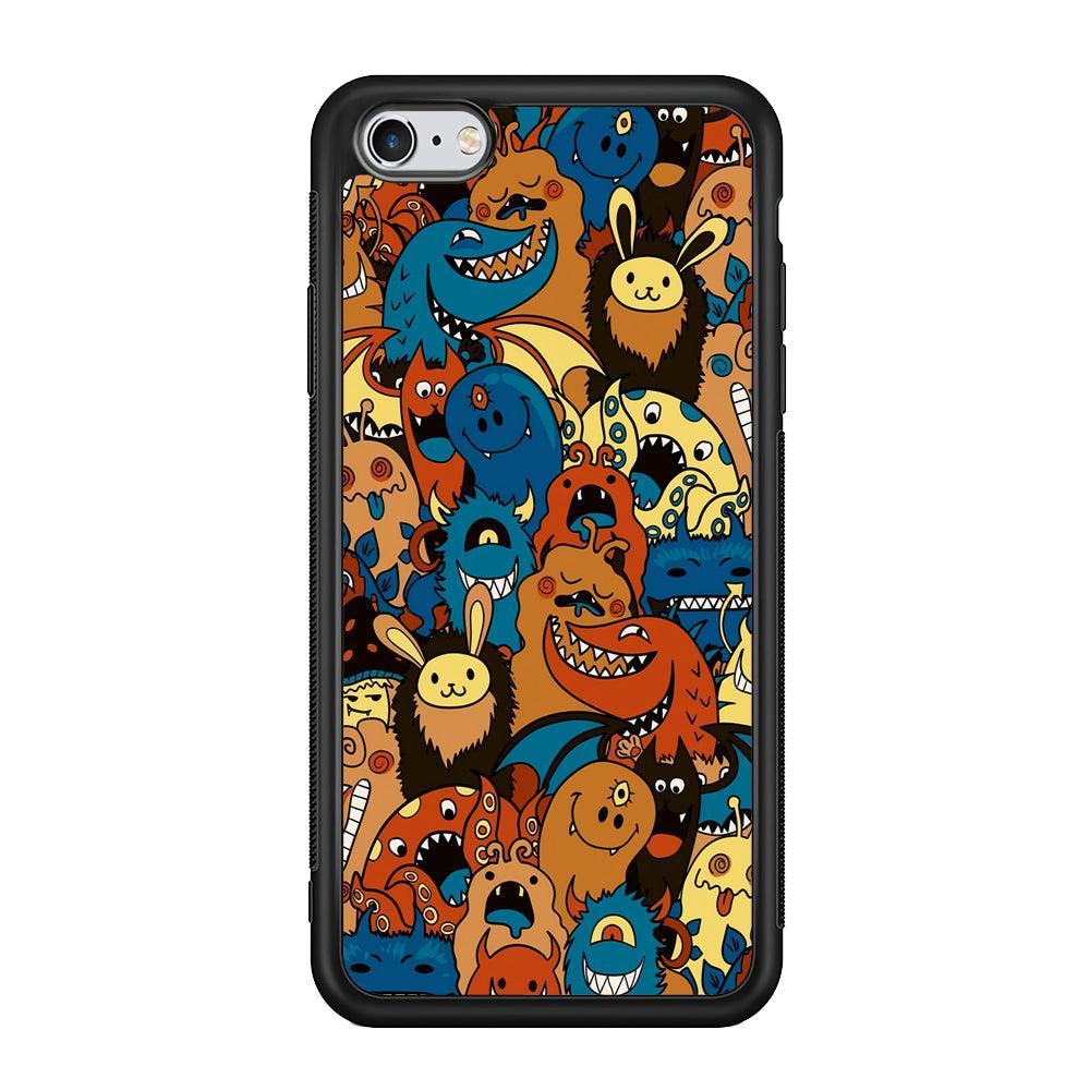 Doodle Monsters Take a Rest With Smile iPhone 6 Plus | 6s Plus Case-Rubber Black (2D Case)-Oxvistore
