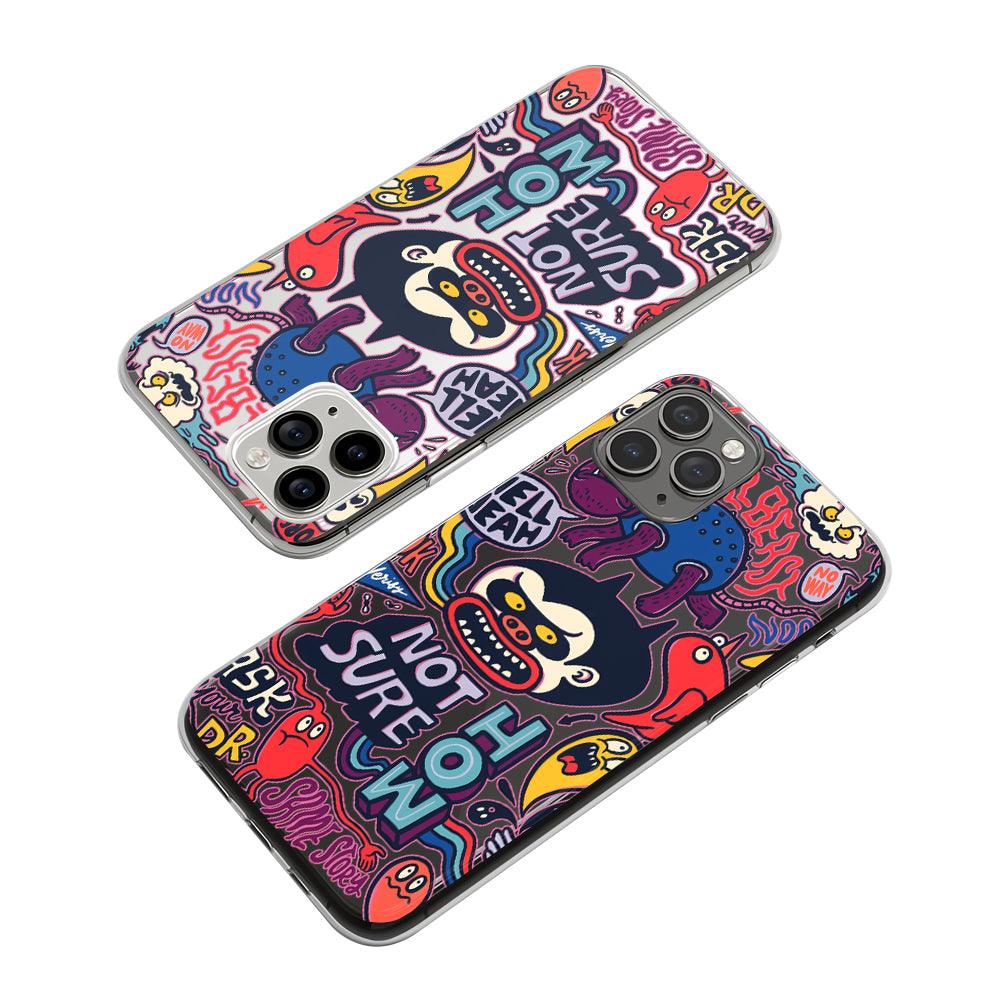 Doodle Short Words Expression Clear Soft Case-Oxvistore