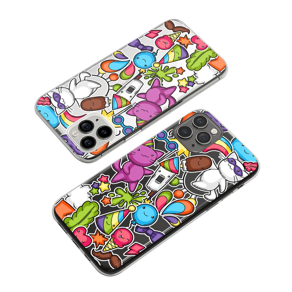 Doodle Sweet Night Party Clear Soft Case-Oxvistore