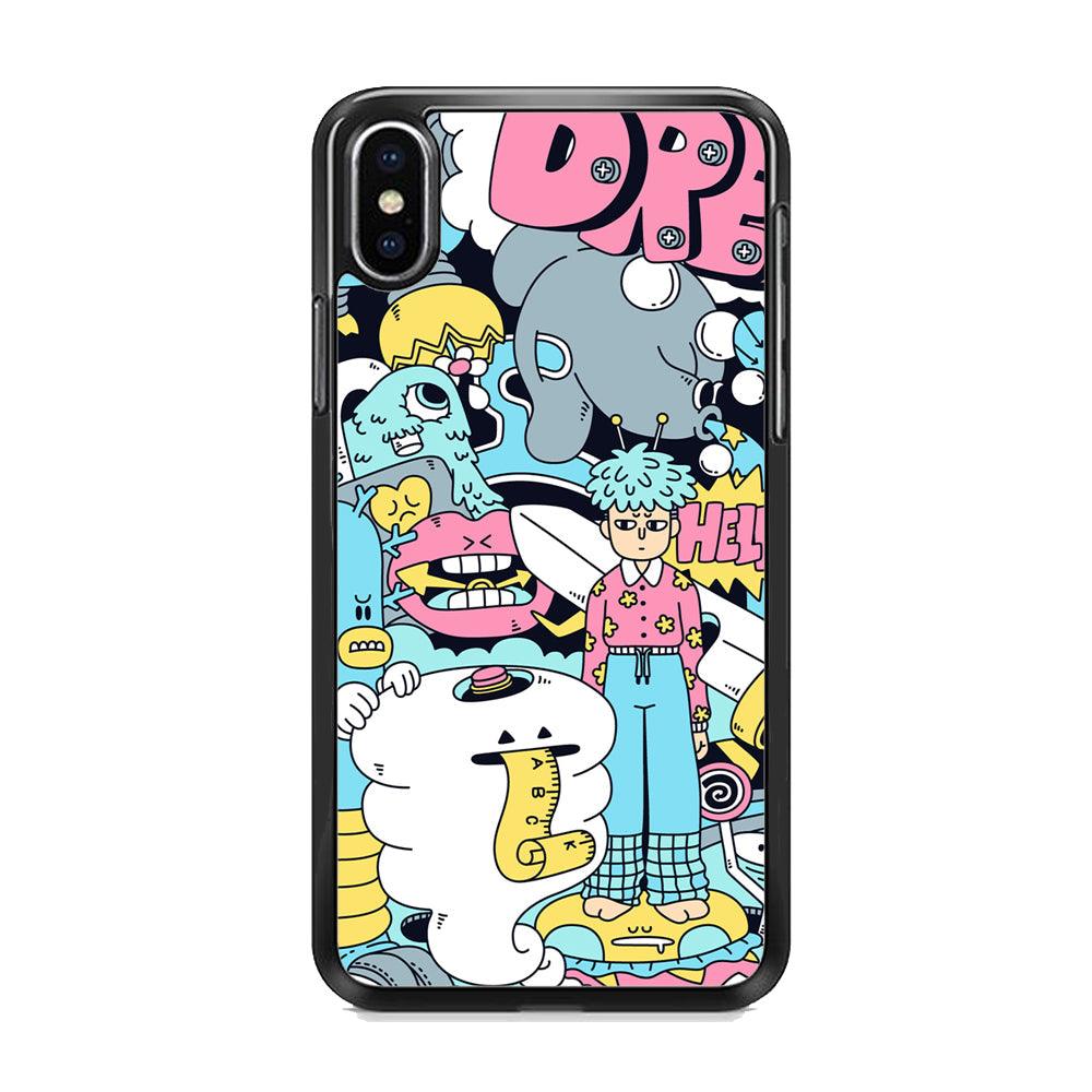 Doodle Dreams iPhone X Case-Rubber Black (2D Case)-Oxvistore