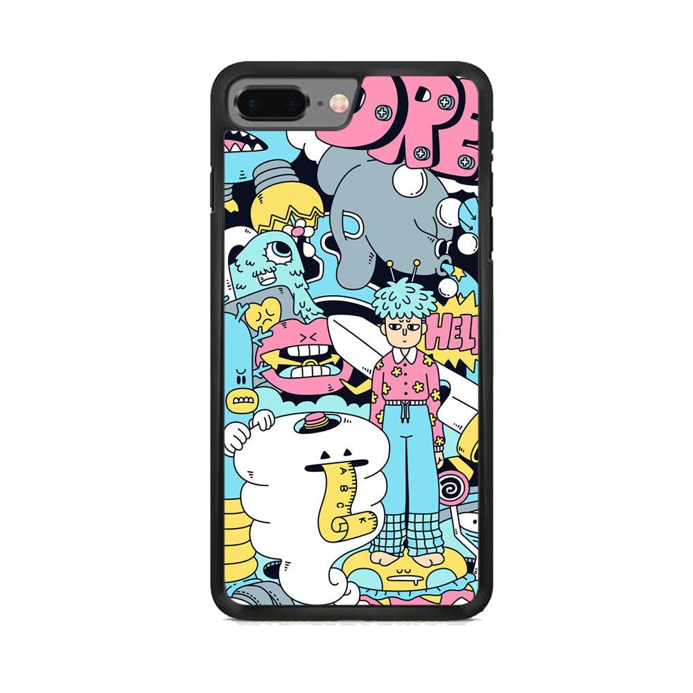 Doodle Dreams iPhone 8 Plus Case-Rubber White (2D Case)-Oxvistore