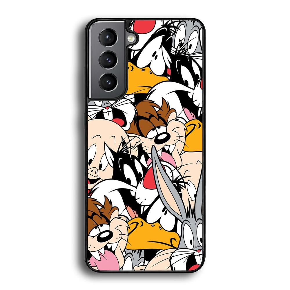Doodle Looney Tunes Stars Samsung Galaxy S21 Case-Rubber Black (2D Case)-Oxvistore