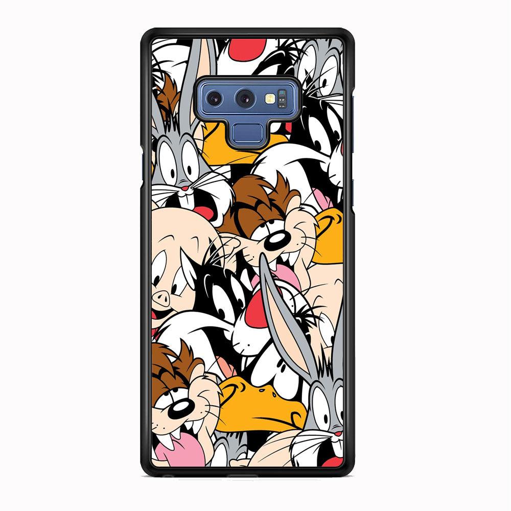 Doodle Looney Tunes Stars Samsung Galaxy Note 9 Case-Rubber Black (2D Case)-Oxvistore