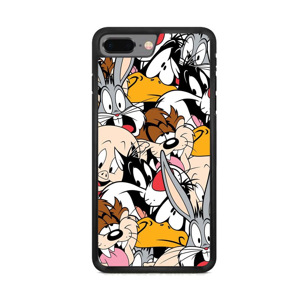 Doodle Looney Tunes Stars iPhone 7 Plus Case-Rubber Black (2D Case)-Oxvistore