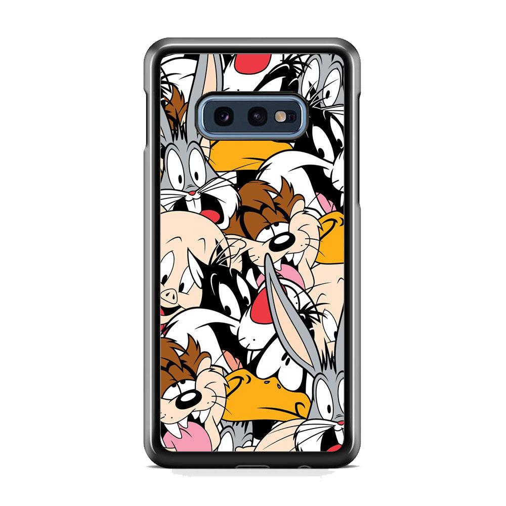 Doodle Looney Tunes Stars Samsung Galaxy S10E Case-Rubber Black (2D Case)-Oxvistore