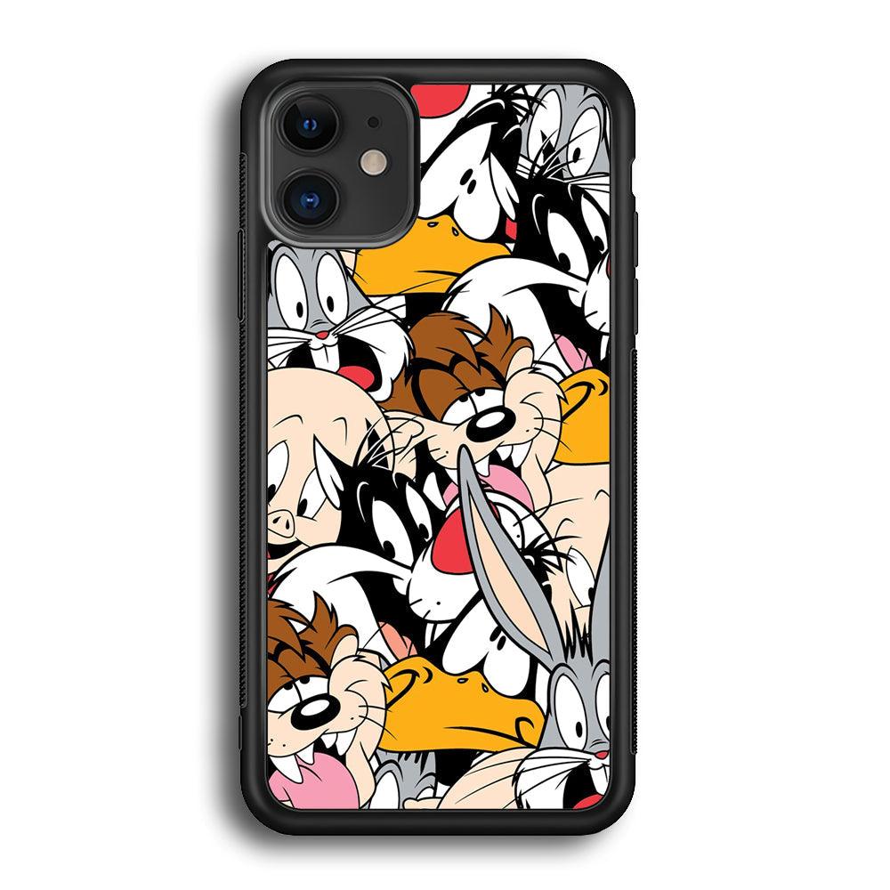 Doodle Looney Tunes Stars iPhone 12 Case-Rubber Black (2D Case)-Oxvistore